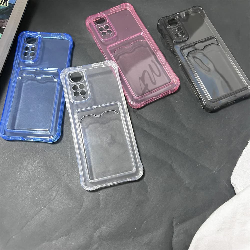 Redmi 10 4G Cover Clear Card Slots Holer Soft TPU Case For Redmi Note 11 11s 10s 12 Pro Shockproof Wallet Cell Phone Capa Coque