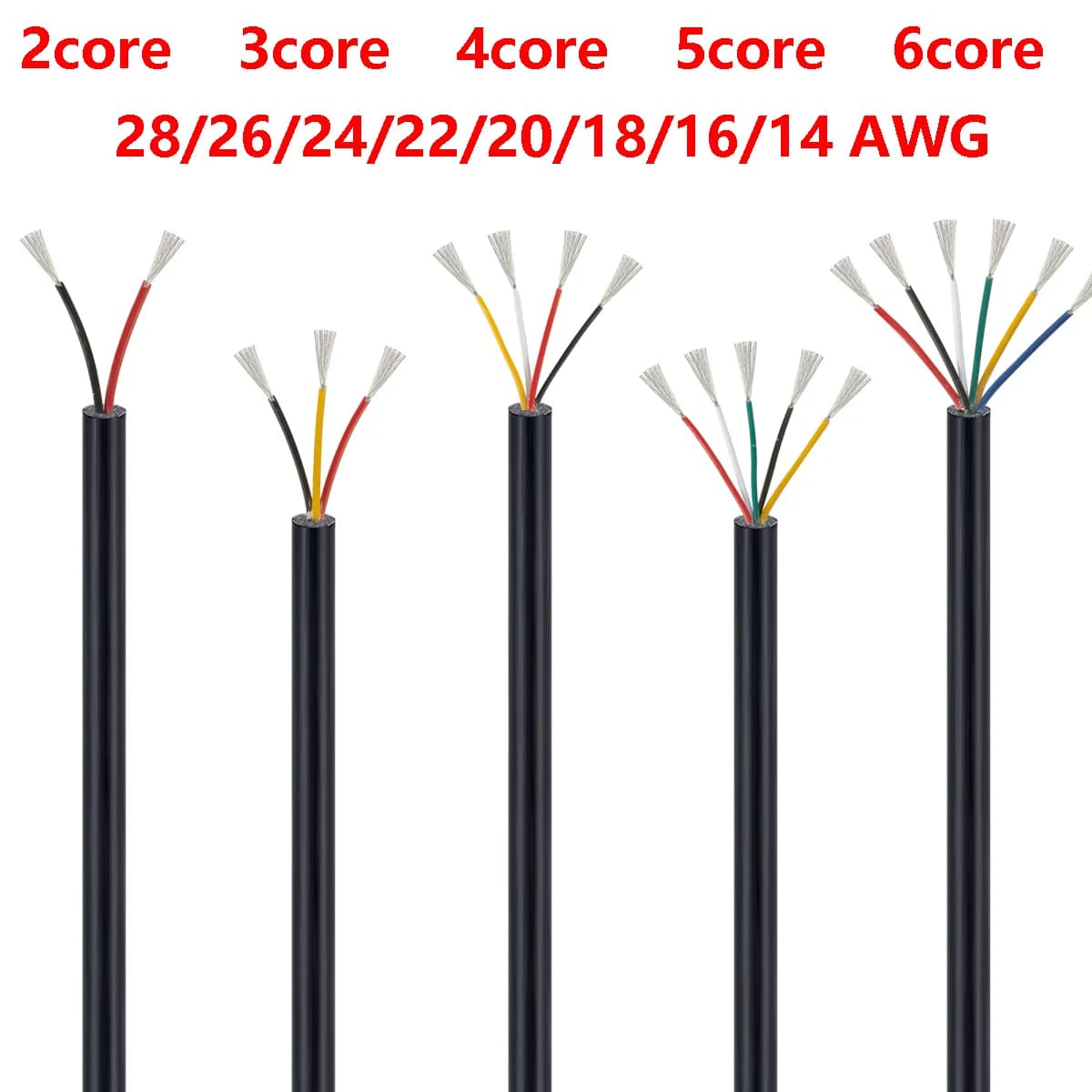 Cavo inguainato Audio elettronico Nero 18 20 22 24 26 28 AWG Barra per strisce LED Cavo di prolunga rivestito in rame stagnato per autoveicoli