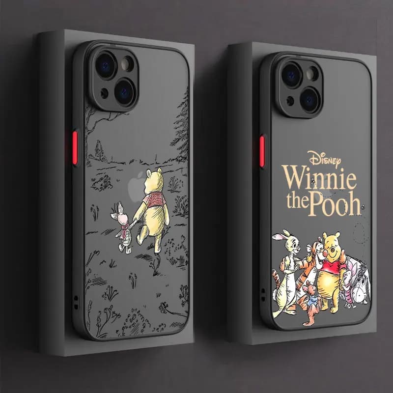 Cartoon Winnie the Pooh Phone Case For iPhone 17 16 15 Pro Max Case 14 13 12 11 Pro Max 16e 17e Air Mini XS XR X 7 8 Plus Cover