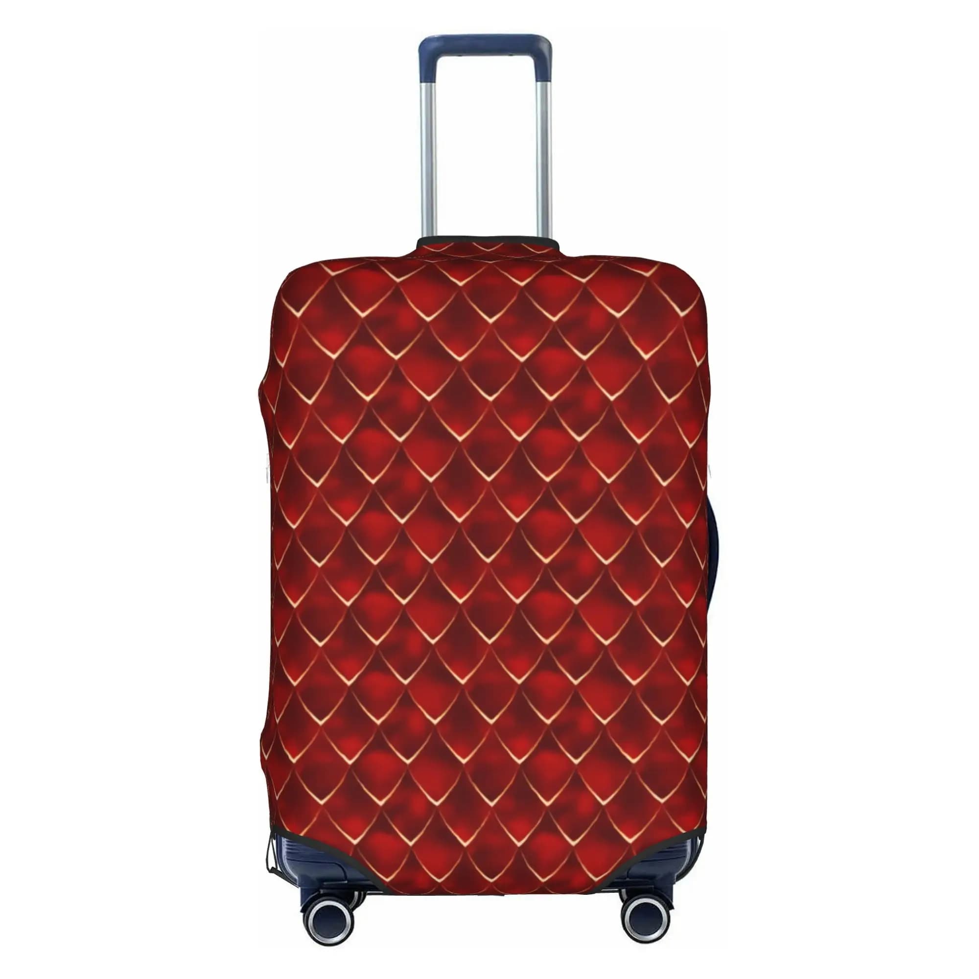 Fish Scale Dragon Scales Suitcase Cover Elastic Red And Gold Luggage Protective Covers for 18-32 inch