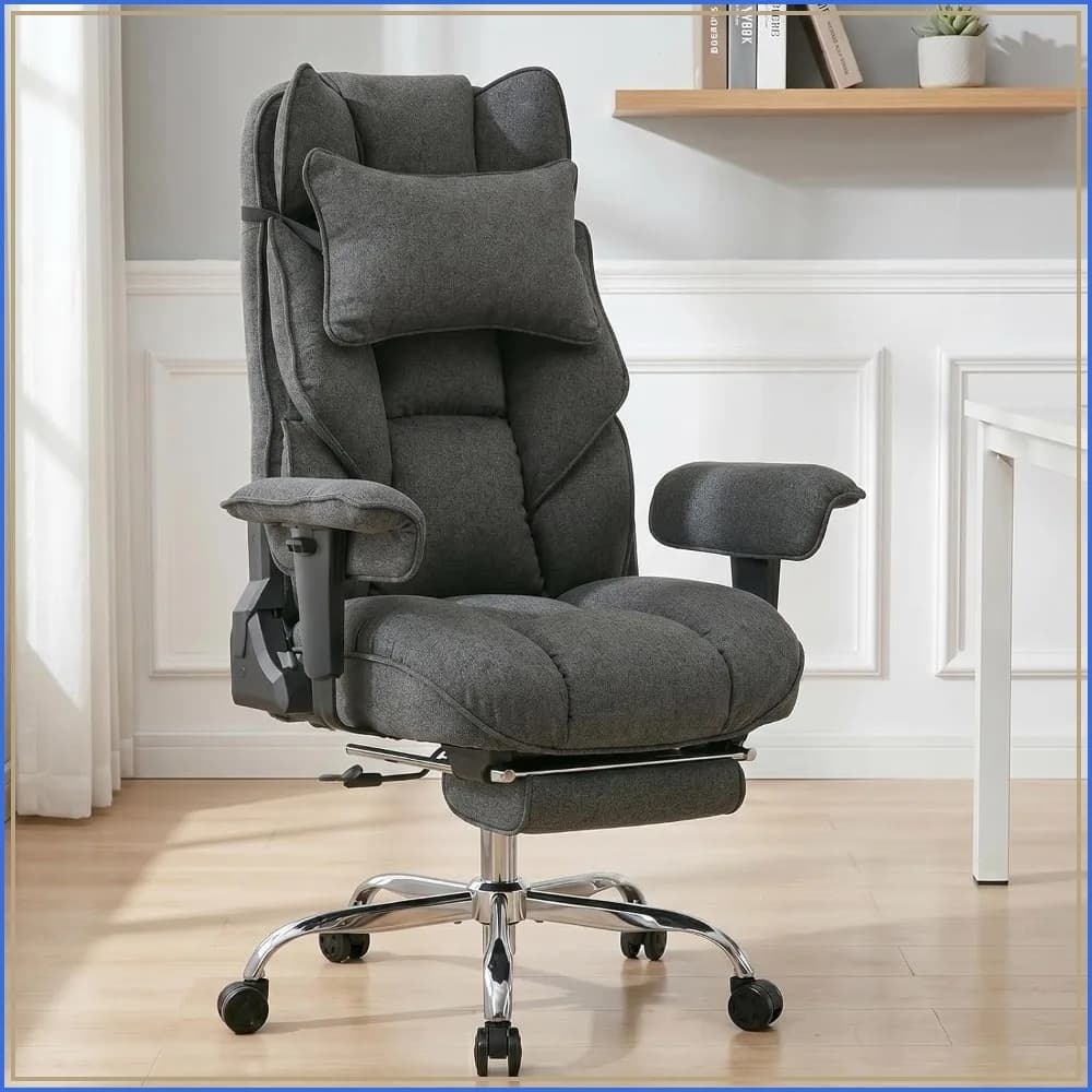 Big and Tall Office Chair 400lbs, Breathable Executive Desk Chair with Pocket Spring Cushion, 155° Reclining Computer Chair with Headrest & Lumbar Support