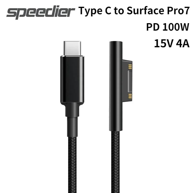 15V 4A USB Type-C Power Supply For Microsoft Surface Pro 7 6 Go PD 100W Charging Data Adapter Braided Cable Fast Charger Tablet