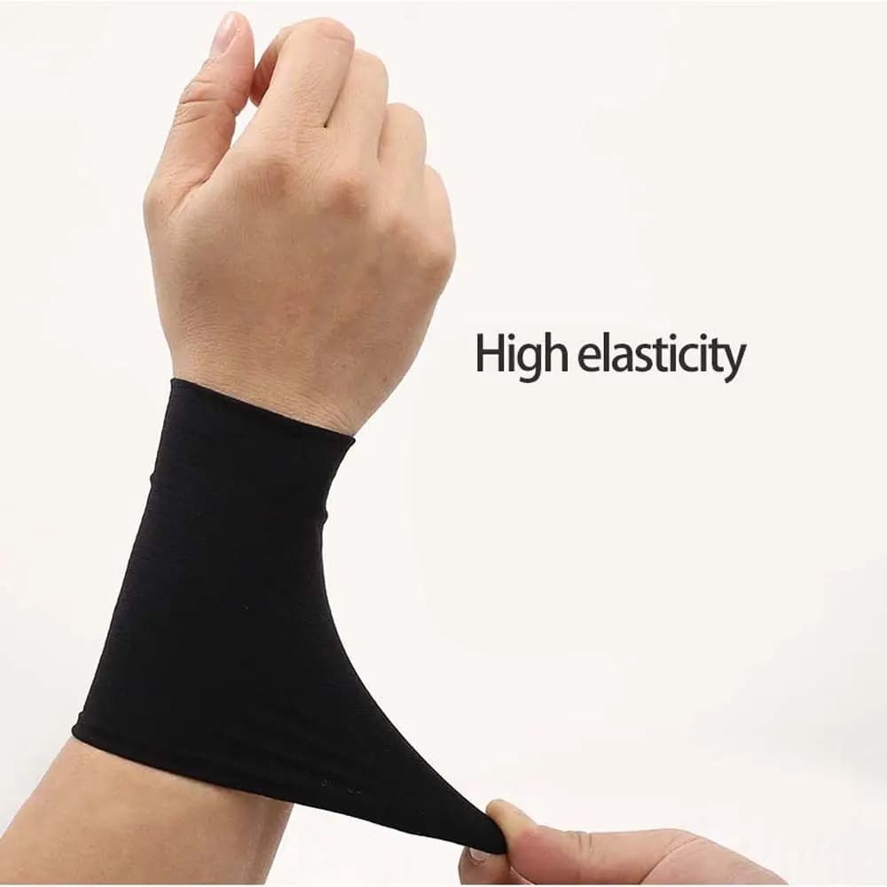 Women's Personalized Solid Color Elastic Wrist Cover Outdoor Solar Protection Silk Sleeves Sports Strap Cycling Sleeves