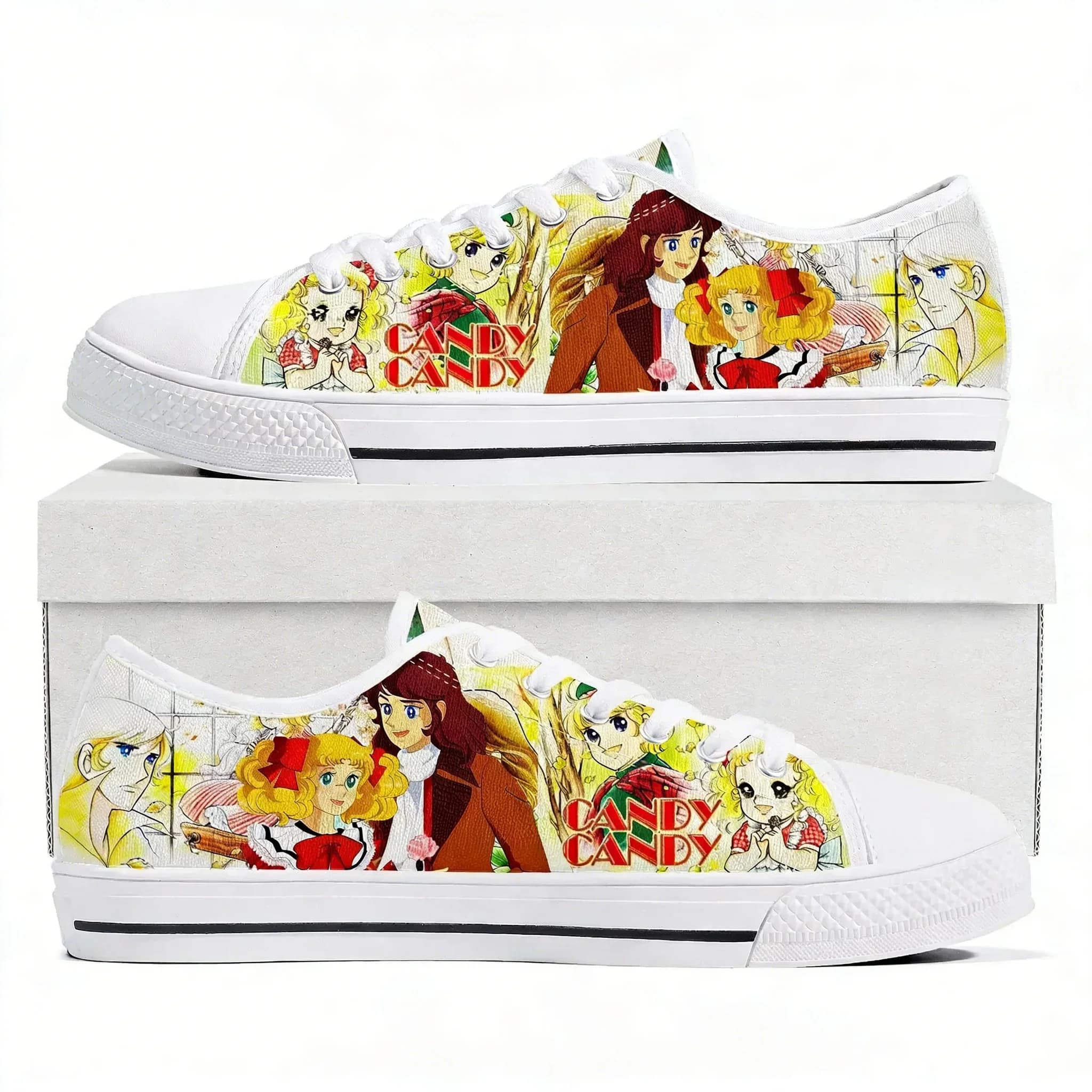 Candy Candy Low Top Sneakers Womens Mens High Quality Canvas Sneaker Couple Classic Comics Manga Custom Made Shoes