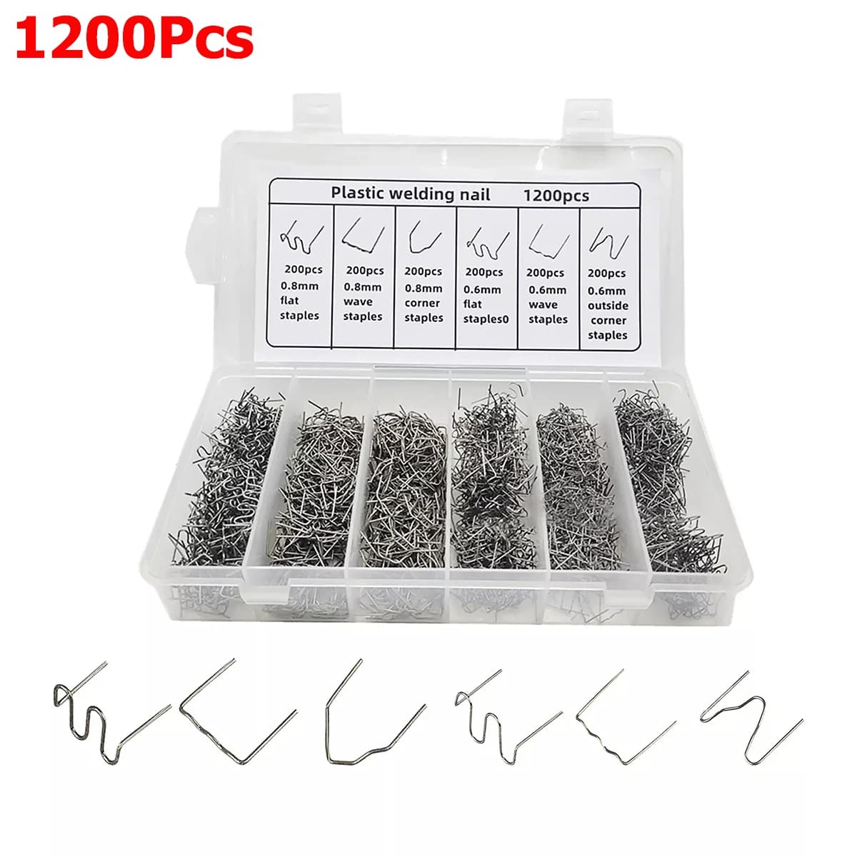 1200 pz Kit di Saldatura di Plastica Paraurti di Saldatura Paraurti Riparazione Graffette di Ferro S Onda Graffette Saldatore di Plastica Calda Pistola di Calore Cucitrice Strumenti