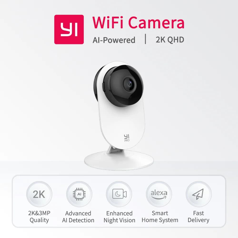 YI Pro 2K 3MP Wifi Telecamera domestica Smart Video con rilevamento del movimento Protezione di sicurezza Sistema di sorveglianza Telecamera IP per animali domestici