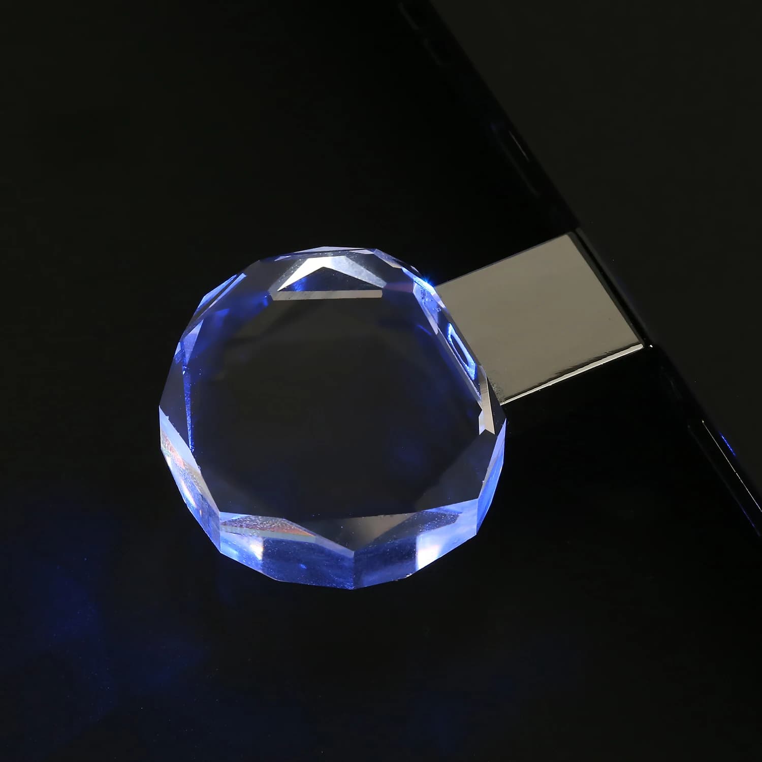 Crystal Pen Drive 64GB LED blu Chiavetta USB 32GB Argento Memory Stick Luce LED rossa Pendrive Regali creativi Disco U 16GB 8GB