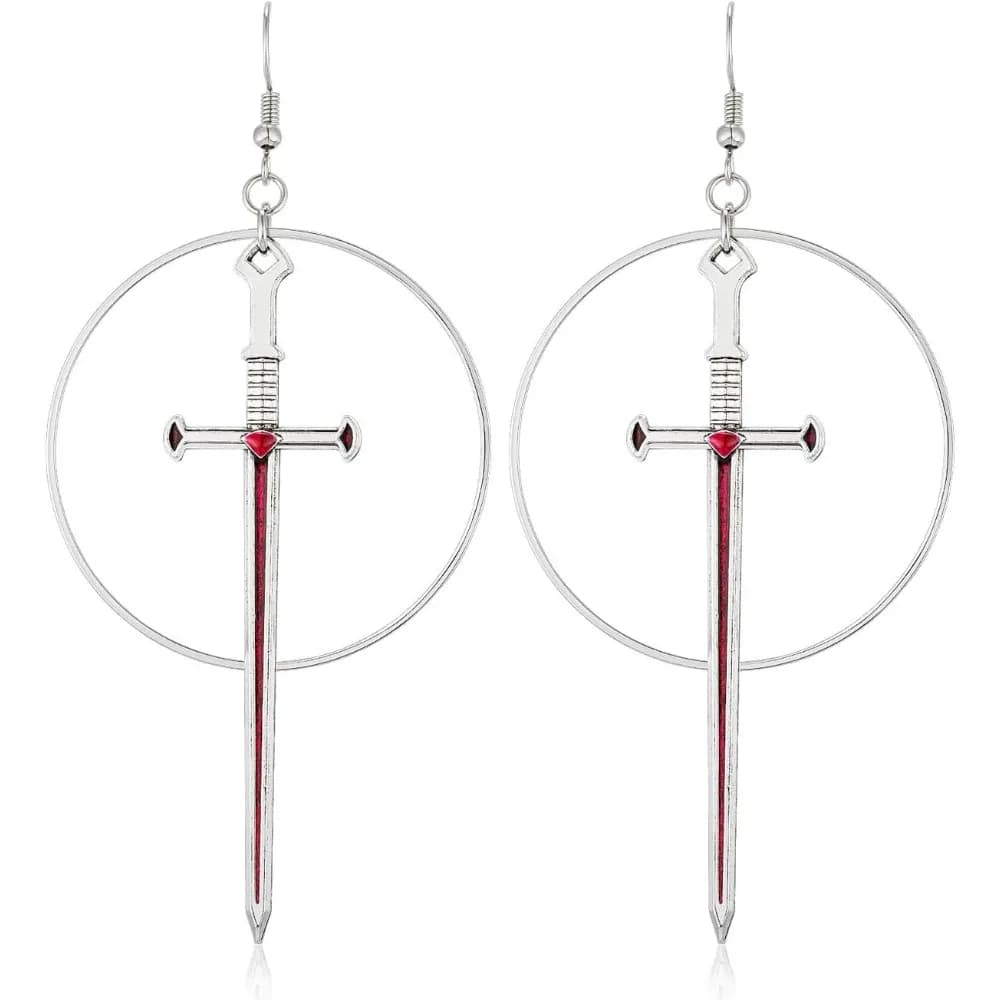 Orecchini a Forma di Spada Gotica – Gioielli Pendenti in Argento Stile Medievale per Halloween, Pirata, Rinascimentale, Look Gotico