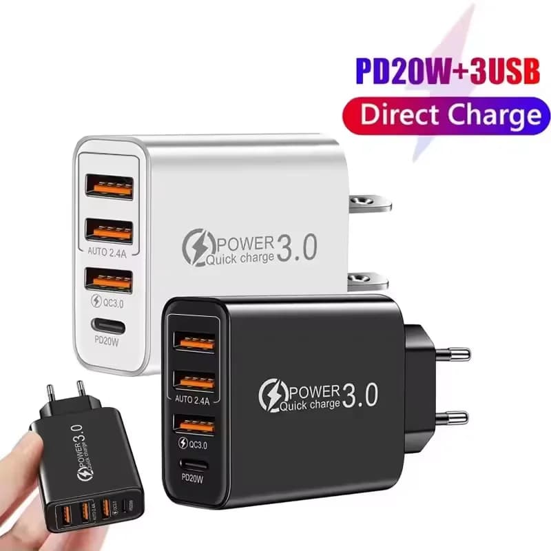 USB Charger Type C 60W PD Quick Charge, Power Adapter from QC3.0 Wall, Travel Charger for iPhone Xiaomi Samsung Huawei