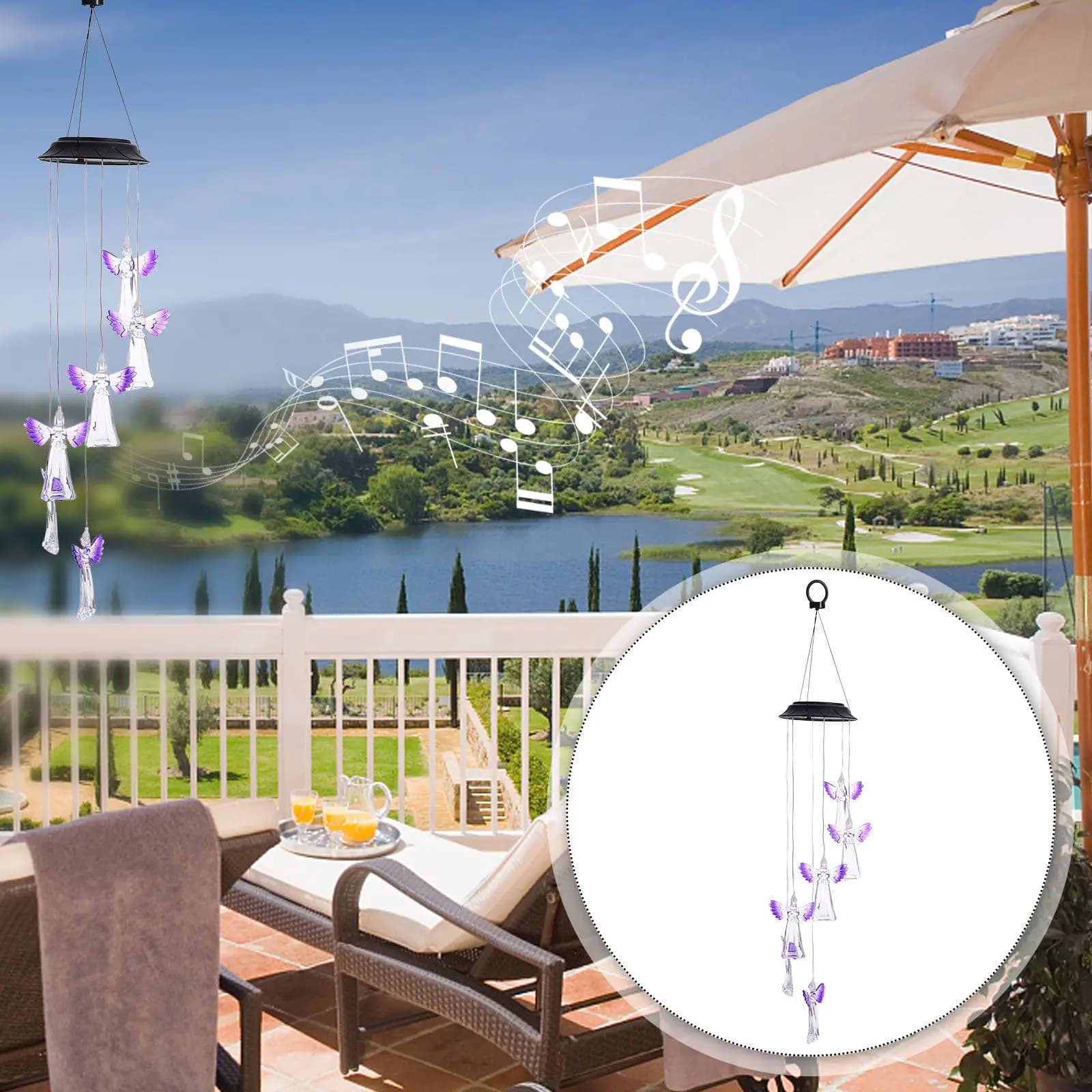 Angel Wind Chime Light Garden Hanging Lamp Solar Outdoor Lights for Bell Chimes outside