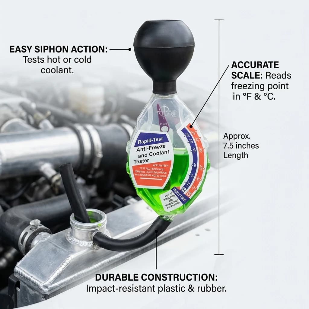 Auto Refrigerant Liquid Tester, Durable Tool to Test Cooling System Antifreeze, Auto Parts, High Precision with Dial