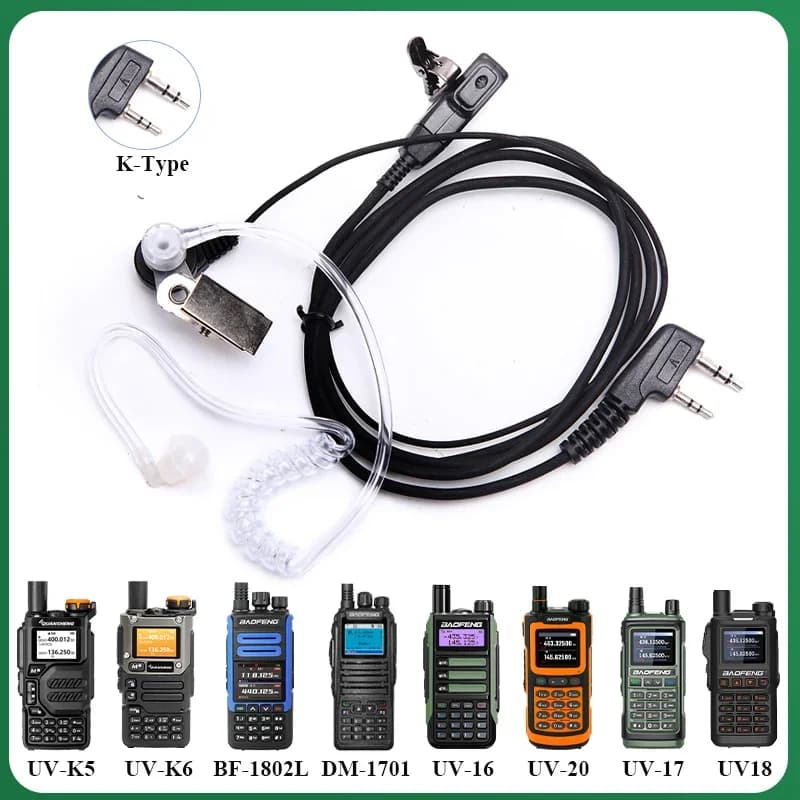 Auricolare acustico per QuanSheng UV5R Plus UV-K5 UV-K6 Baofeng Walkie Talkie UV5R UV-13 Pro UV17 Plus Tubo dell'aria Auricolare UV-21 UV82
