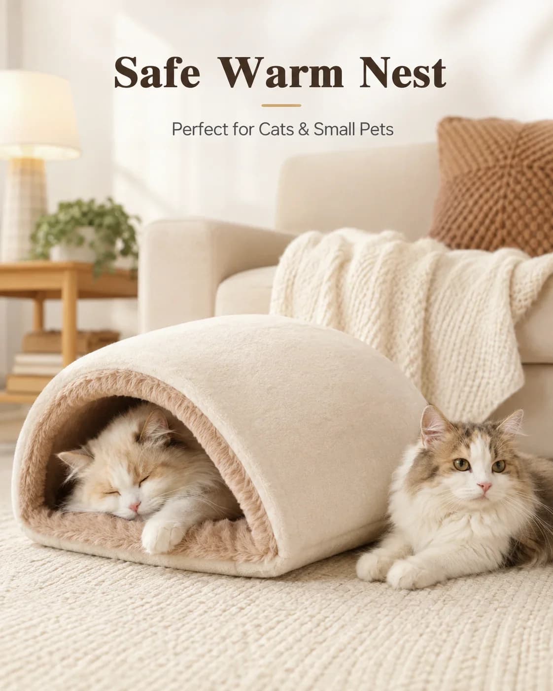 Self-Warming Cat Bed, Non-Electric Heat Retention Cat Sleeping Bag, Safe Warm Cat Nest for Winter