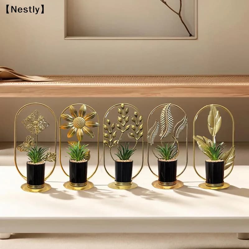 1 Pezzo Pianta Artificiale in Vaso Ornamenti Decorativi in Ferro per Tavolo Artigianato Fatto a Mano Decorazioni per la Casa Ornamenti〔Nest〕