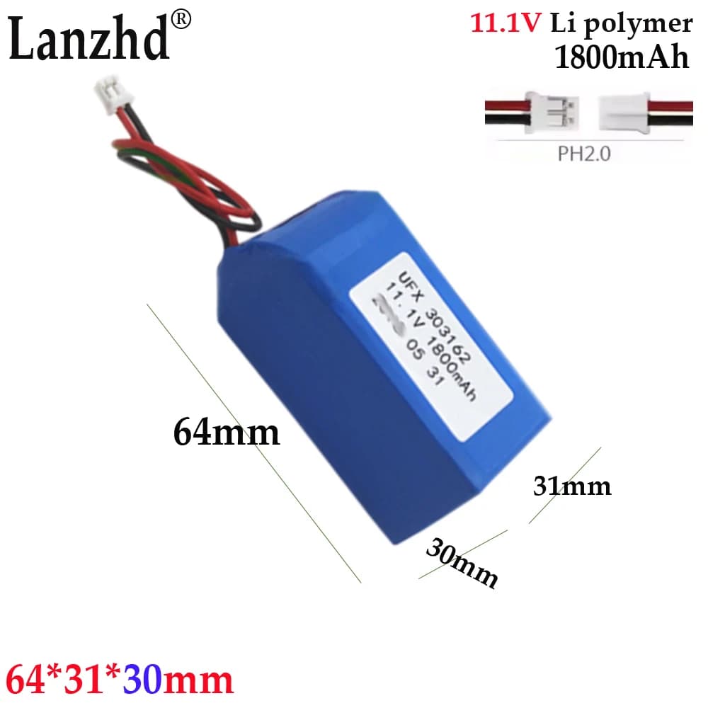 Batteria al litio 3S1P Li 11.1V Per illuminazione intelligente batteria per serratura visiva con altoparlante a induzione per pompa dell'acqua intelligente 303162 1800mAh