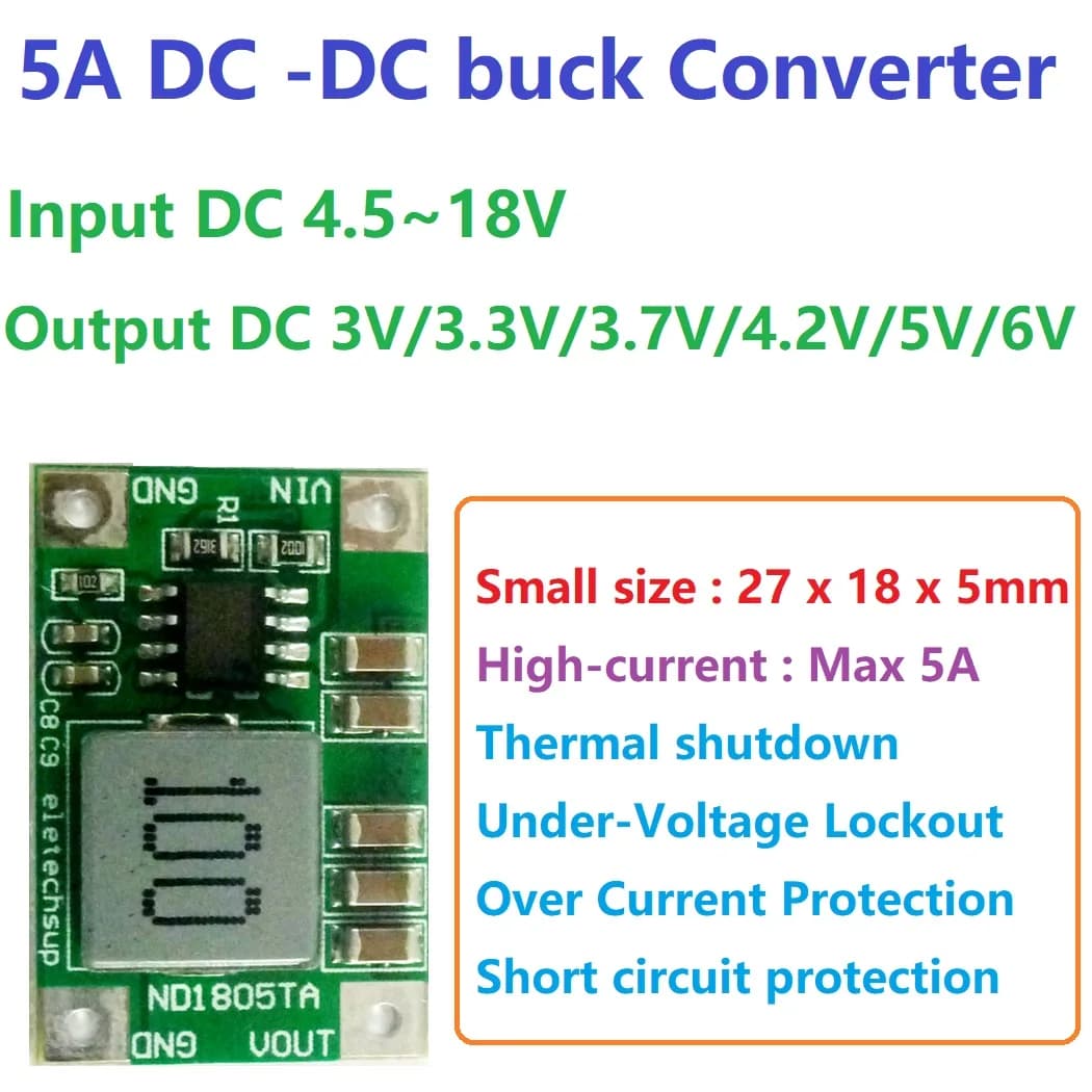 Convertitore DC-DC Step Down 5A da 45-18V a 33V 5V Regolabile per Raspberry Pi e Matrici LED