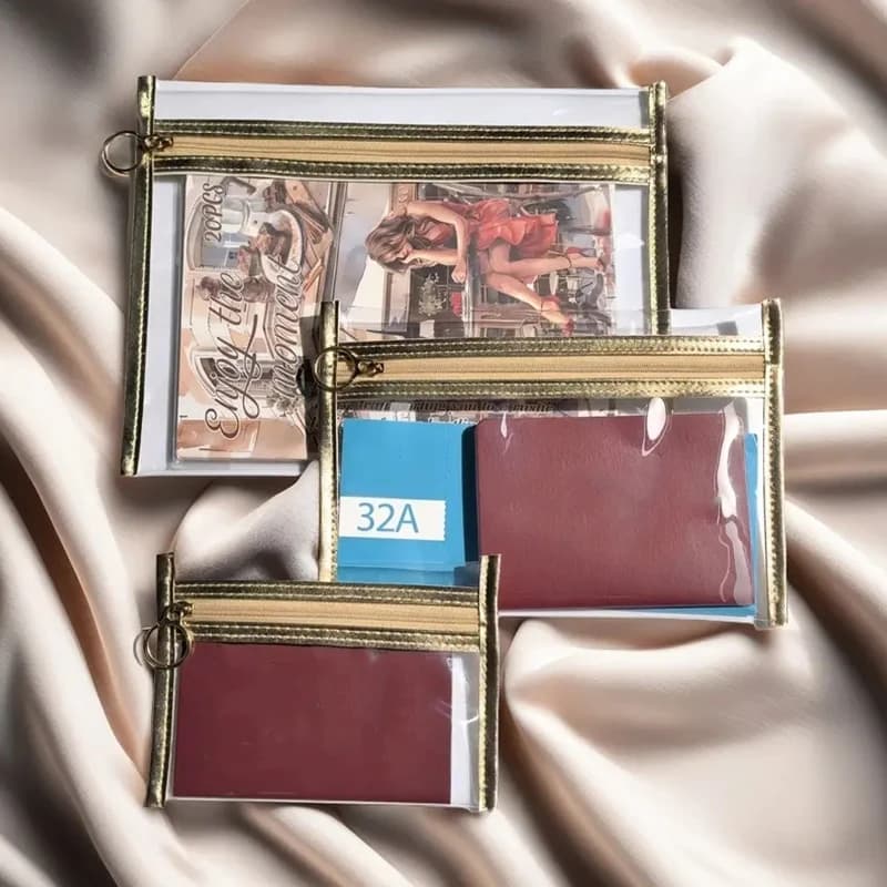Astuccio Organizer in PVC con Cerniera per Passaporto, Monete, Chiavi, Rossetti, Carte, Auricolari, Custodia Compatta da Viaggio
