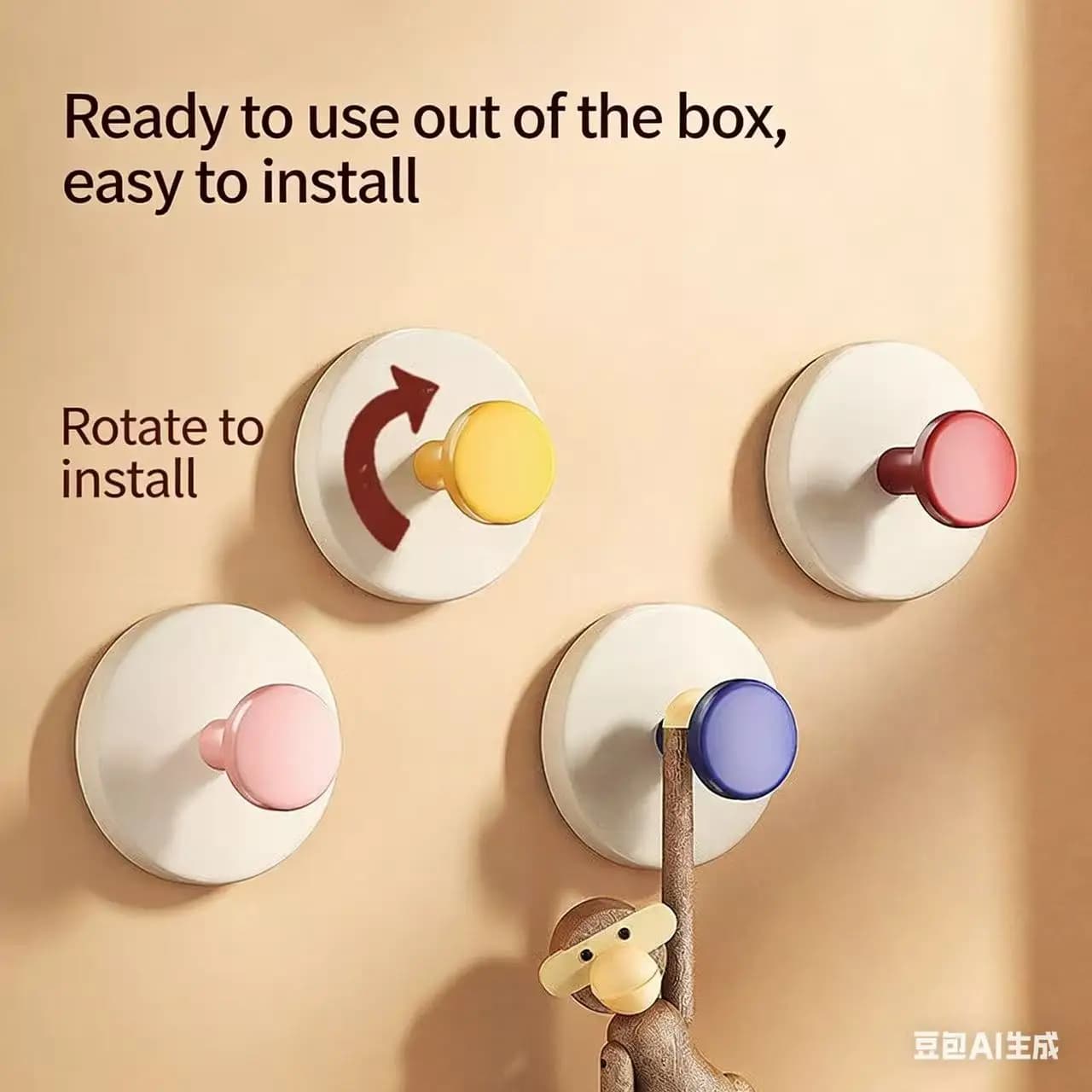 Set di 4 Ganci a Ventosa, Portasciugamani Senza Foratura, Appendiabiti Riutilizzabile per Bagno, Cucina e Toilette