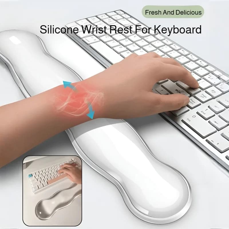 Poggiapolsi per Tastiera da Casa e Ufficio, Tappetino Antiscivolo per Mouse, Poggiapolsi Trasparente in Silicone Rinfrescante per Tastiera Computer e Laptop