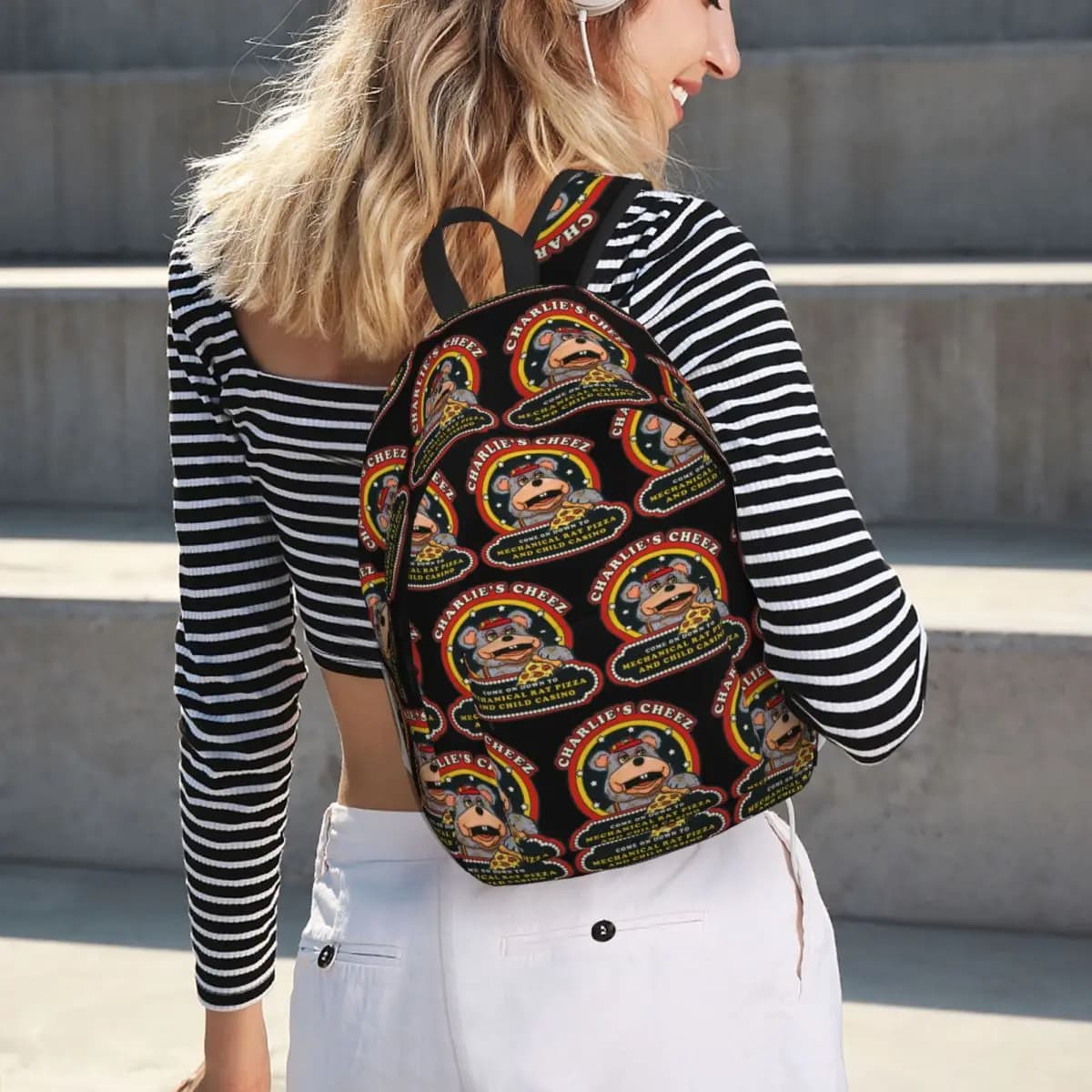 Mechanical Rat Pizza And Child Casino Student Backpack School Bag Hiking Travel Daypack Men Women Fashion Bookbag Shoulder Bags