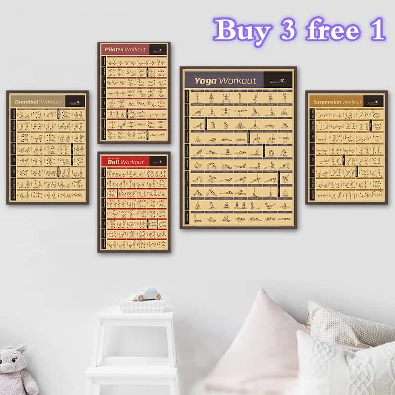 Bodybuilding palestra Sport Fitness manubri carta kraft Poster Kettlebell allenamento esercizio allenamento grafico Home Decor