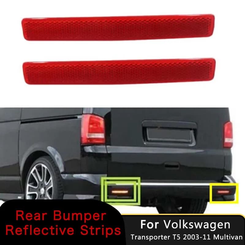Per Volkswagen Transporter T5 Multivan 2003-2011 Coppia Paraurti Posteriore Riflettore Indicatore Spia Freno Lampada di Coda 7E0945105 Rosso