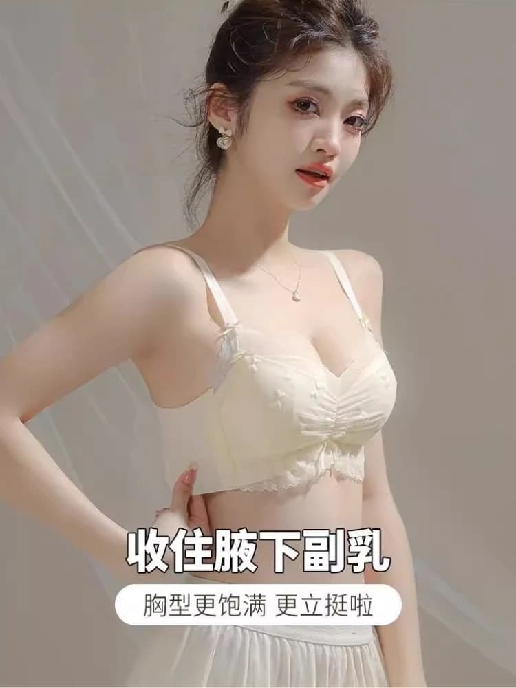 Non Wired Push Up Bra for Small Bust Gather Support Minimiser Bralette Comfortable Anti Sagging Thin Lingerie Set UK Hot MOYISU