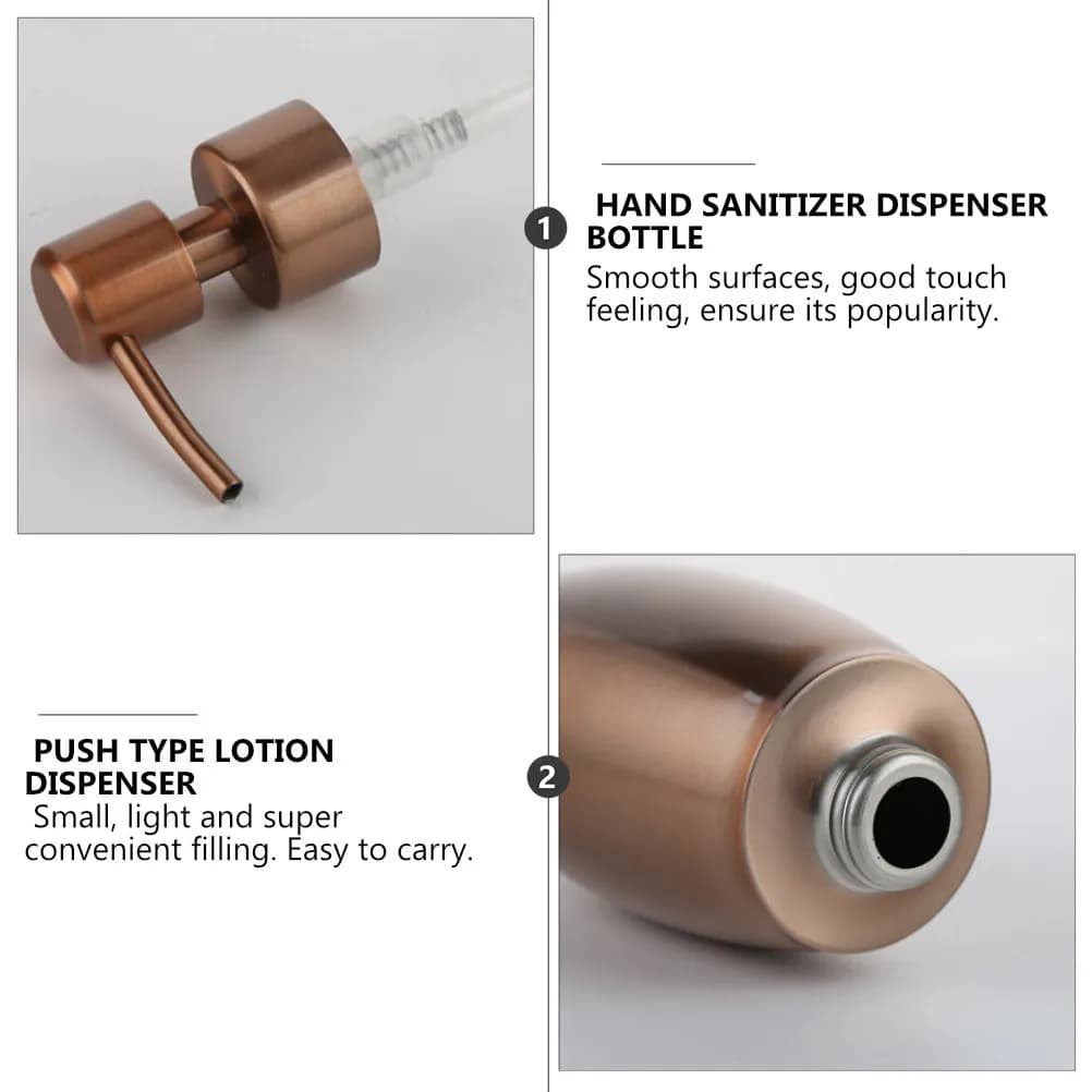 Dispenser di sapone in acciaio inossidabile da 1 pezzo, flacone per lozione, dispenser portatile da viaggio color oro rosa, contenitore per liquidi per le mani