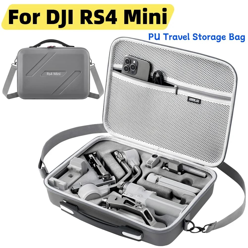 Custodia Protettiva Portatile in PU Antiurto e Antispruzzo per DJI RS 4 Mini - Borsa da Trasporto per Accessori DJI RS4 Mini