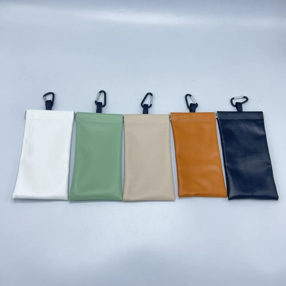 Spring Auto-close Auto Close Glasses Bag PU Leather With Hook Sunglasses Pouch Portable Scratch-Resistant Glasses Bag Storage