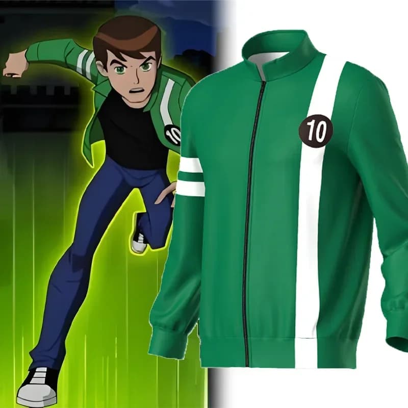 Coat Adult Ben Tennyson 10 Cosplay Unisex Green Jacket Casual Halloween Costume Uniform Overcoat Coat Party Outfits