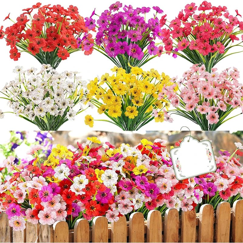2/4 pezzi di fiori artificiali da 35 cm per esterni, resistenti ai raggi UV, fiori finti, piante e arbusti verdi per la decorazione di casa, giardino, portico e patio