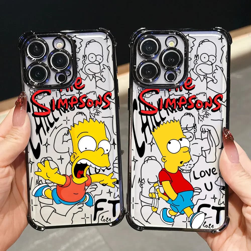 Custodia Protettiva di Lusso Antiurto Cool Bart-Simpsons per iPhone 17E 17 16 Pro 15 14 13 12 11 Pro Max 17 Air 16 E Plus in Silicone
