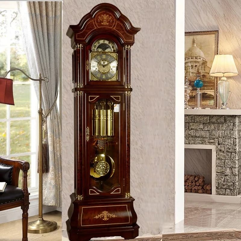 Soggiorno europeo dal pavimento al soffitto, orologio creativo, ornamento, grande orologio a pendolo in legno di ciliegio