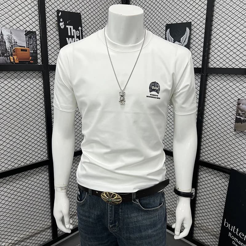 Trendy Men's T-Shirt Summer New Crew Neck Short Sleeve Tees Simple Letter Print Loose Fit Casual Versatile Streetwear Male Top