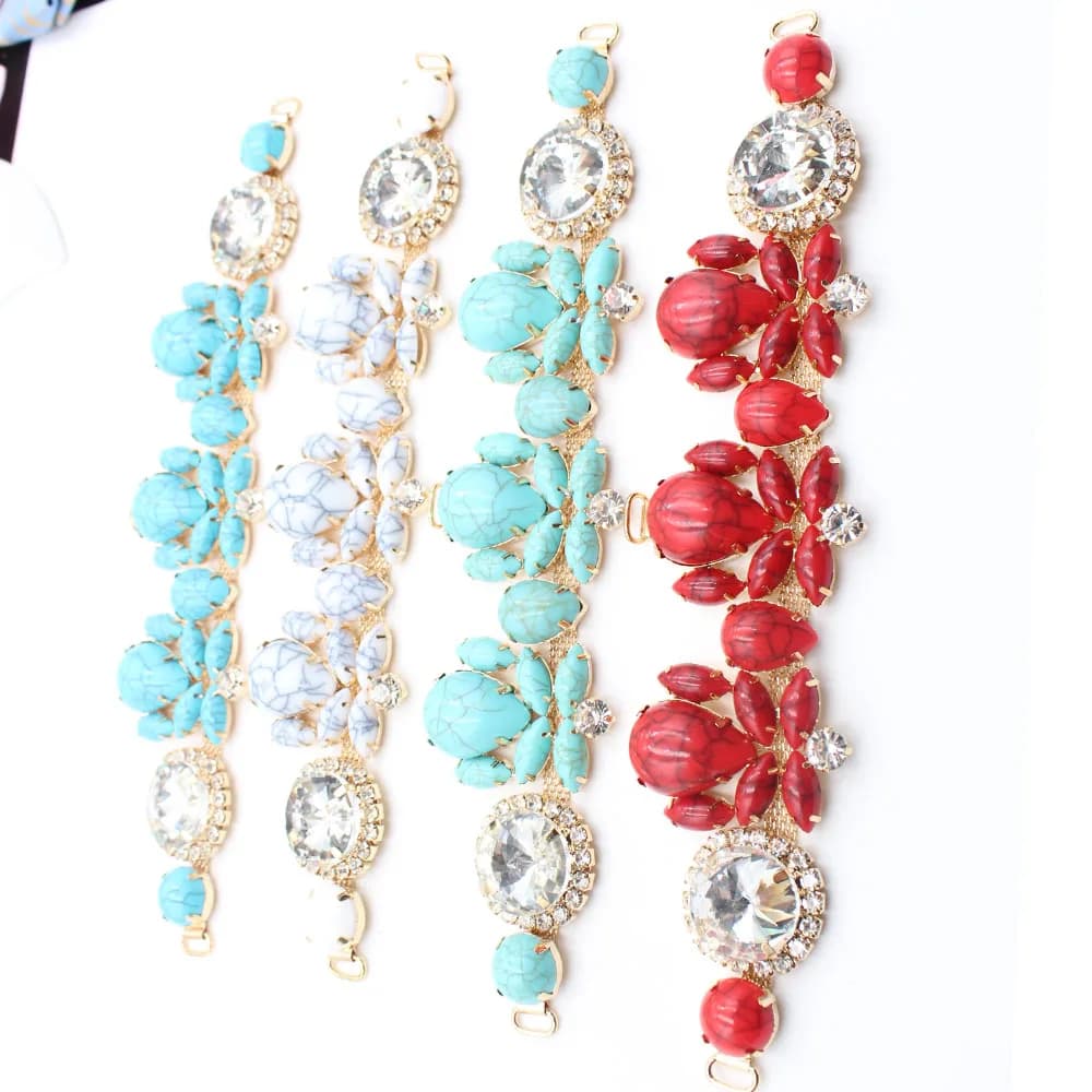 Nuova catena decorativa lucida da 205 mm con fibbia creativa a strass effetto crepato, per colletti di abbigliamento, bikini, ciabatte e accessori fai da te
