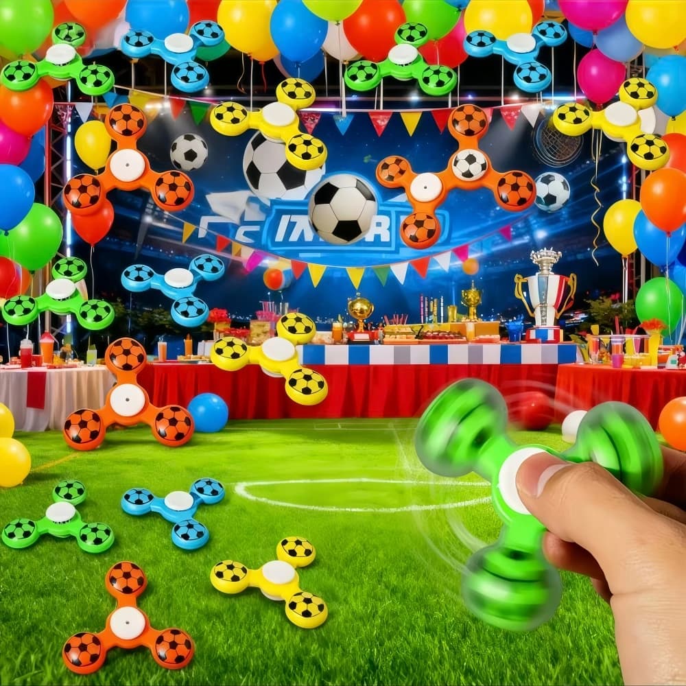 10-30 pezzi divertente calcio a tre foglie Fidget Spinner per compleanno calcio carnevale giochi festa scuola asilo confezione regalo premio