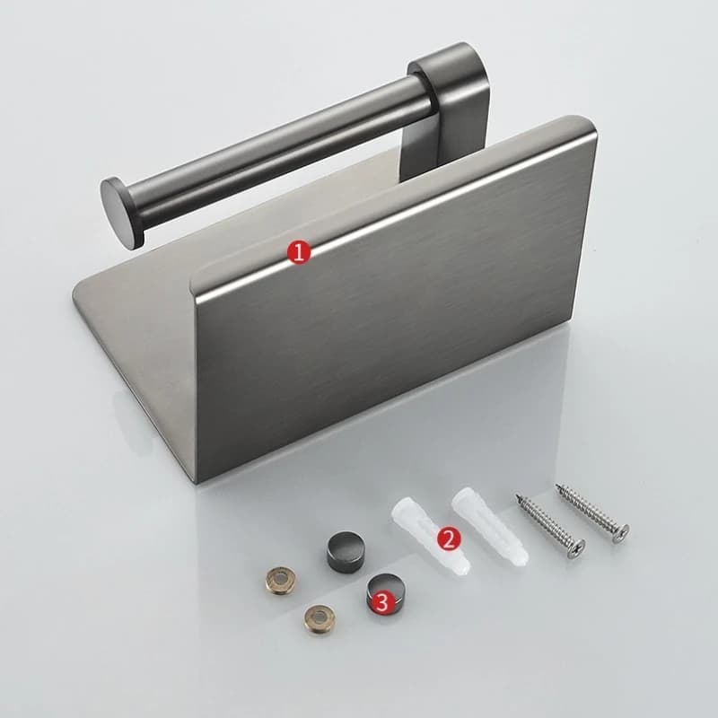 Installazione di punzonatura per WC Portarotolo a doppio strato Portarotolo per carta igienica a parete in acciaio inossidabile 304 grigio