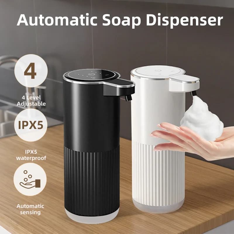 4-Level Adjustable 360ml Touchless Automatic Soap Dispenser, Wall Mount Hands Free Foam/Gel Dispenser