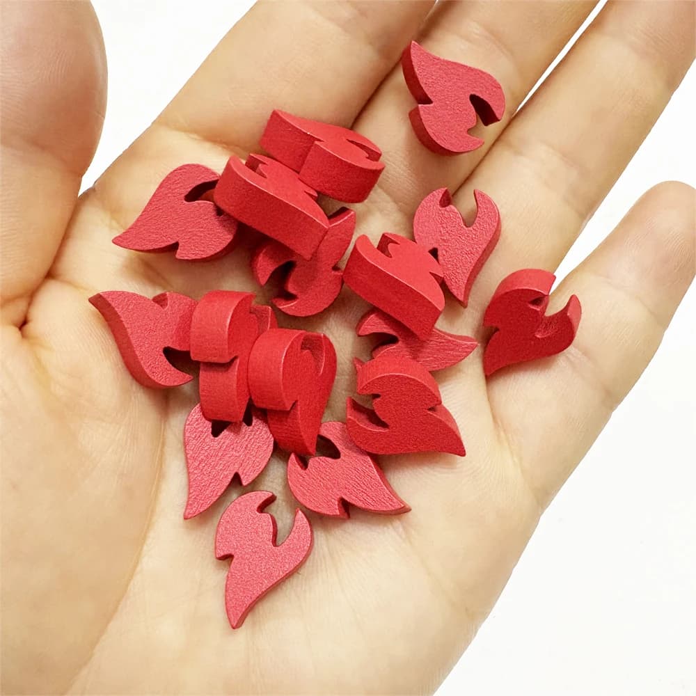 100 Pieces 15*10mm Wooden Fire Model Shape Chess For Board Game Marker DTY Token Pieces