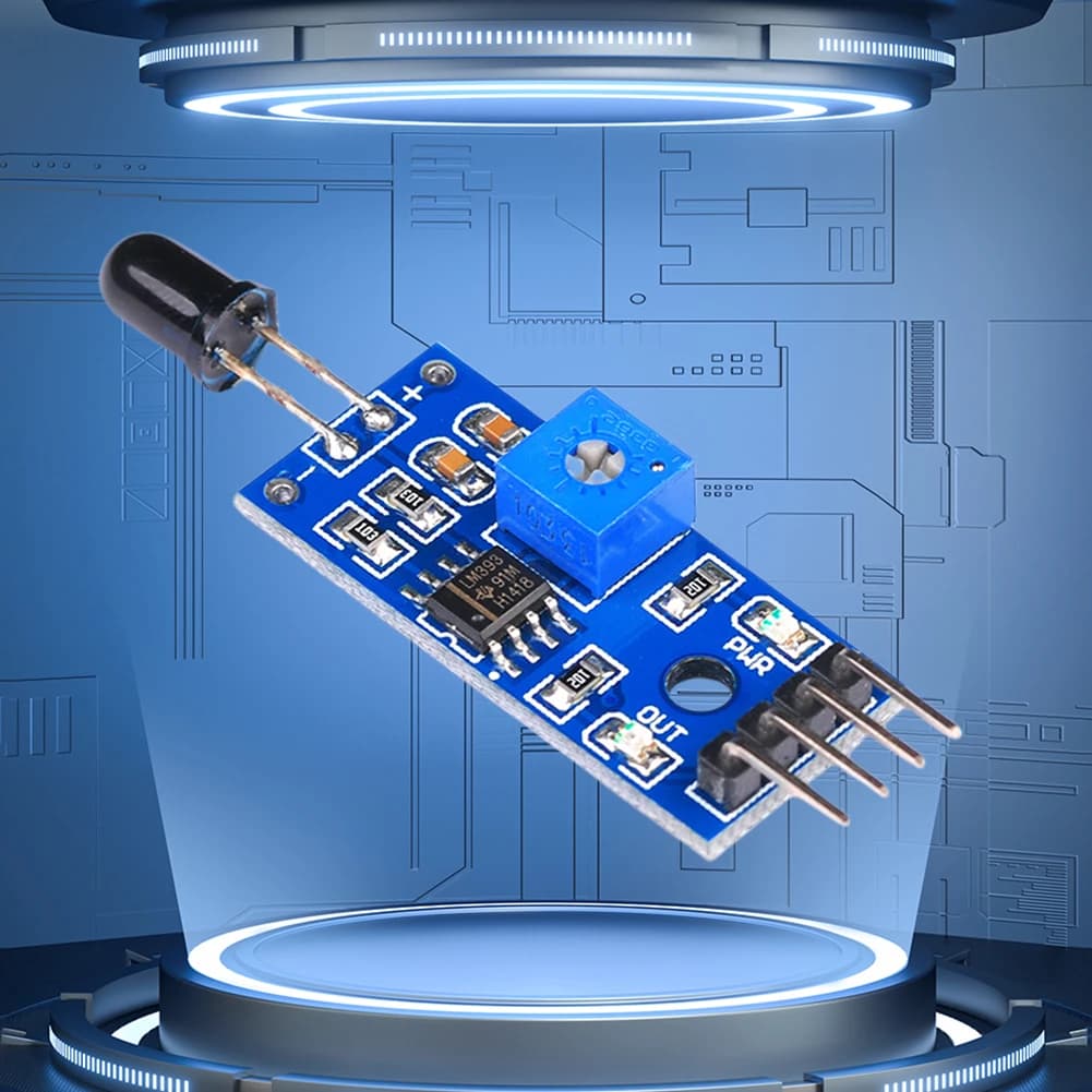 4 Pin IR Flame Detection Sensor Module 3.3V-5V Fire Detector Infrared Receiver Module Sensitivity Adjustable for Arduino DIY Kit