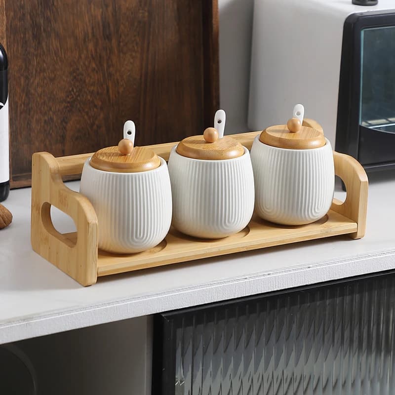 Scatola per condimenti in ceramica creativa nordica Forniture per la cucina domestica Set combinato di barattoli per condimenti per sale e glutammato monosodico