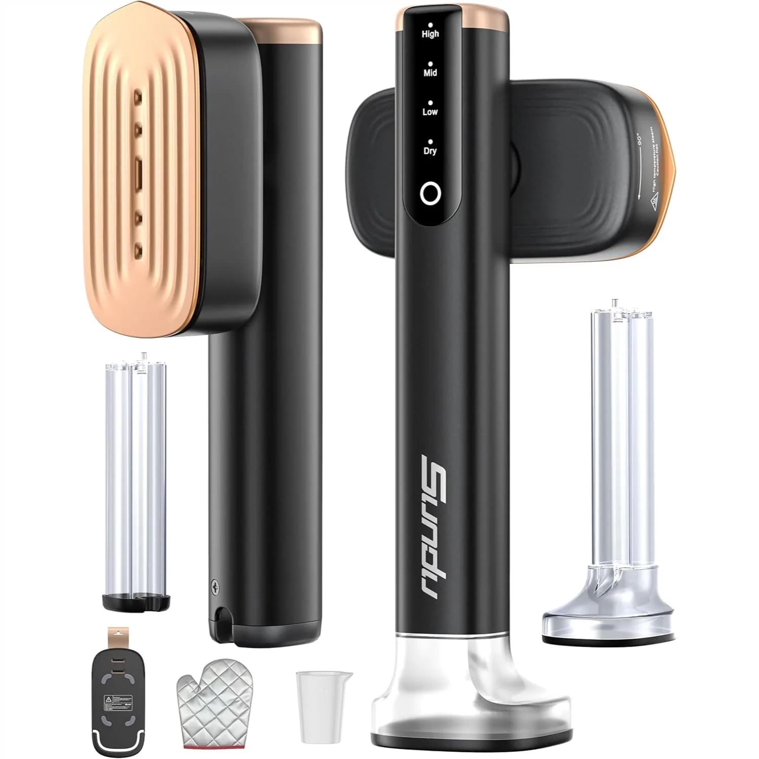 Vaporizzatore da Viaggio per Vestiti, Stiratore Portatile a Vapore con Riscaldamento Rapido in 15s, 2 Serbatoi d'Acqua (180ml+100ml), 45 Minuti di Autonomia
