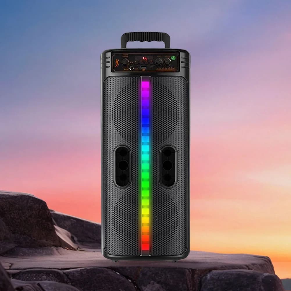Grande altoparlante Bluetooth portatile da ballo quadrato LED barra di sonora a luce colorata colonna KTV Soundbox subwoofer wireless Boombox HiFi