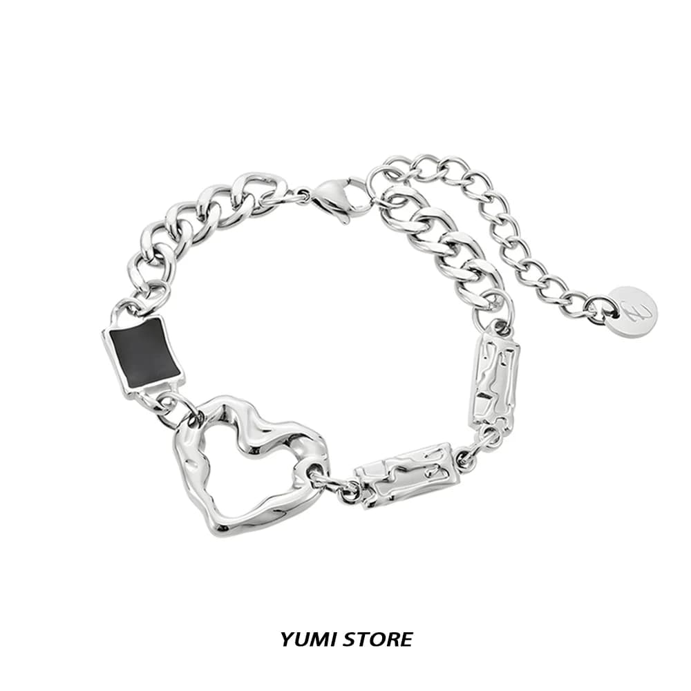 Bracciale con ciondolo a forma di cuore alla moda per uomo donna non sbiadisce acciaio al titanio Hip Hop lusso amore coppia gioielli accessori regalo Kpop