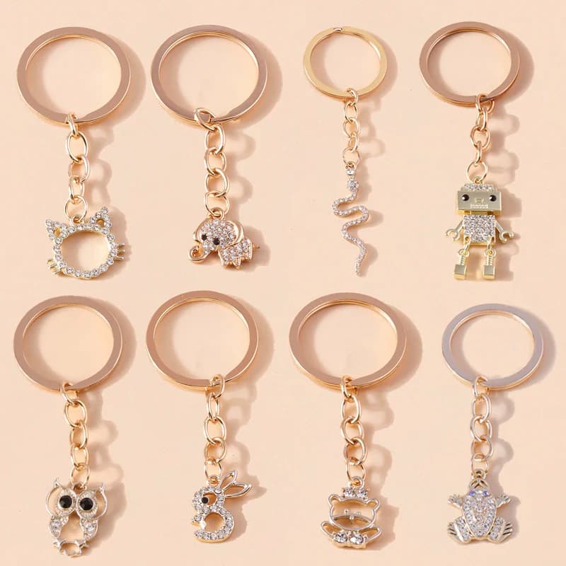 Simpatico portachiavi animale in cristallo serpente gufo gatto portachiavi pendenti per portachiavi auto donna ragazza borsa accessori gioielli fai da te regalo