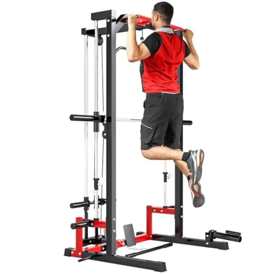 Power Cage Smith Machine Power Rack All-In-One With Traction Bar LAT Traction System and Bar Plate with Shark Rack Bar Stora