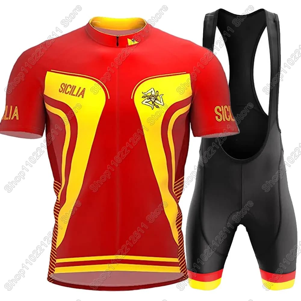 2025 Sicily Italy Team Cycling Jersey Set Summer Bike Clothing Road Bike Shirts Cycling pants MTB Ropa Maillot