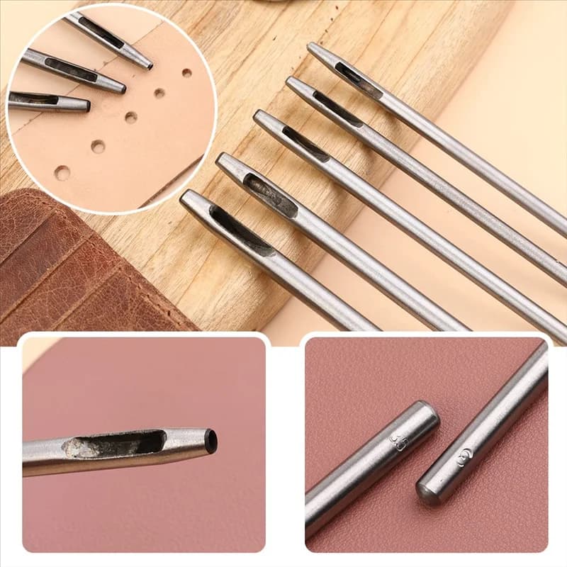 ABAG 10 Pcs Leather Hole Punch Tool Set, 0.5Mm-3.5Mm Round Hole Punch Working Tools For Leather Belts, Canvas, Watch Band