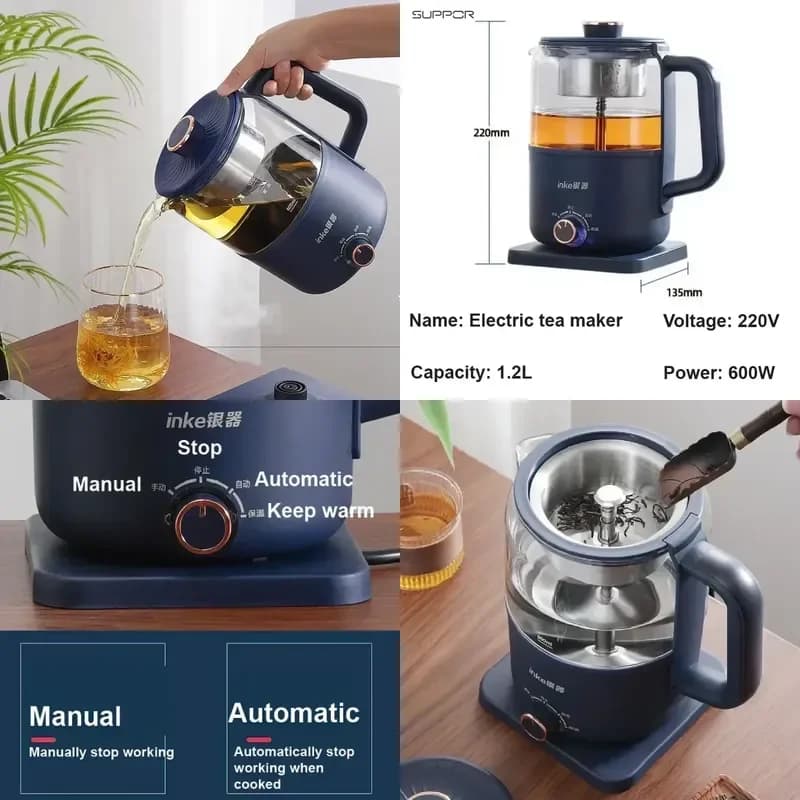 1000W electric kettle Pu'er glass teapot automatic heat preservation steam teapot health pot brewer 1.2L